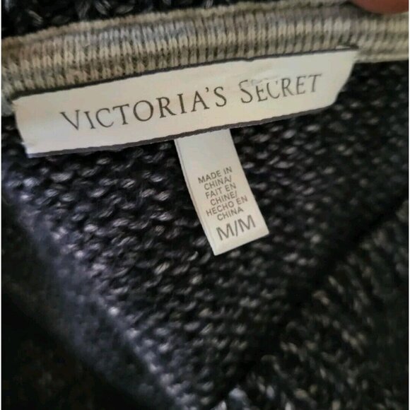 Victoria Secret Wool Blend Tunic Sweater Pockets Blue Tan 3/4 Sleeve Sz M - Picture 5 of 6